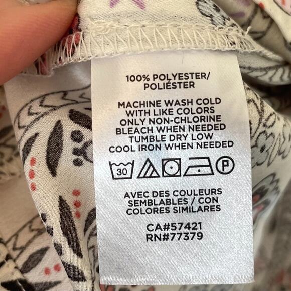 Ann Taylor Floral Sleeveless Tie Neck Blouse/Top/Shell, Blue, Lavender, L - Picture 8 of 12